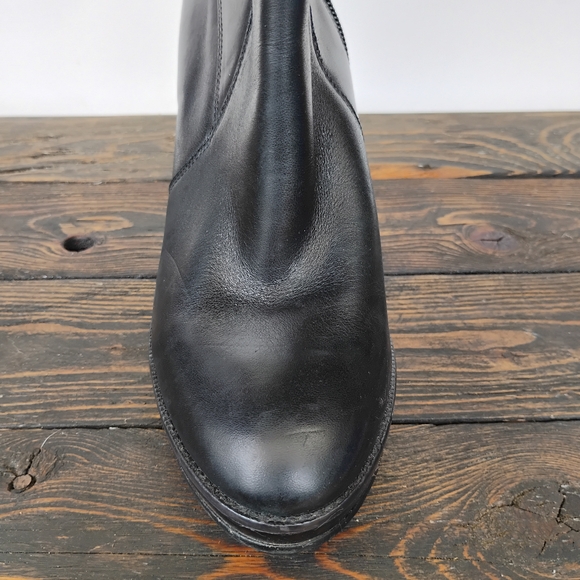 Arturo Chiang Primo Ankle Boots Size 8M Platform Black Leather Buckle Belt ZipUp - Picture 12 of 16